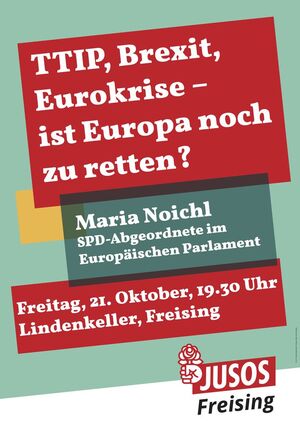 Die Jusos diskutieren mit der SPD-Europaabgeordneten Maria Noichl über die Zukunft Europas.