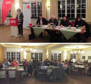 Bei der Arbeit: Beate Frommhold-Buhl, Peter Warlimont, Dieter Thalhammer, M. Bengler, U. Schablitzki und die Delegierten